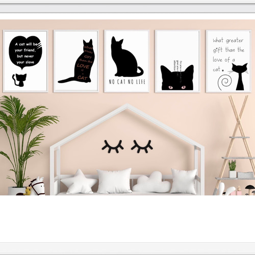 猫 ネコ ねこ キャット CAT⭐️ポスター アート モノクロ