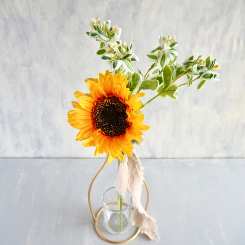 ひまわりとユーフォルビア】｜アーティフィシャルフラワー 花瓶
