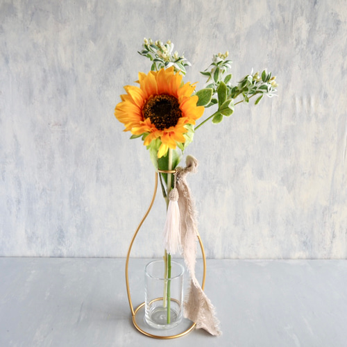 ひまわりとユーフォルビア】｜アーティフィシャルフラワー 花瓶