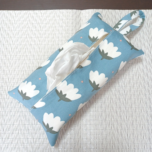 エコティッシュカバー(ソフトパック用) フラワー ブルー その他