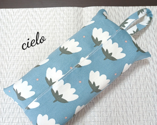 エコティッシュカバー(ソフトパック用) フラワー ブルー その他