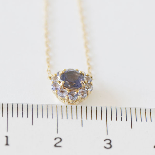 ハンドメイド　ペンダントトップ　タンザナイト　天然石　Ｋ10  紫陽花 K10 紫陽花カラー アイオライト タンザナイト ペンダント CA023