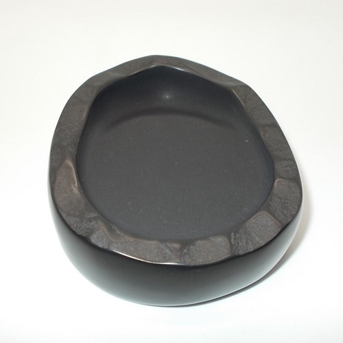 自然・丸型硯 NO.0584 天然那智黒石製 ペン・筆記用具 猫印