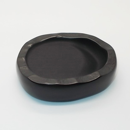 自然・丸型硯 NO.0584 天然那智黒石製 ペン・筆記用具 猫印
