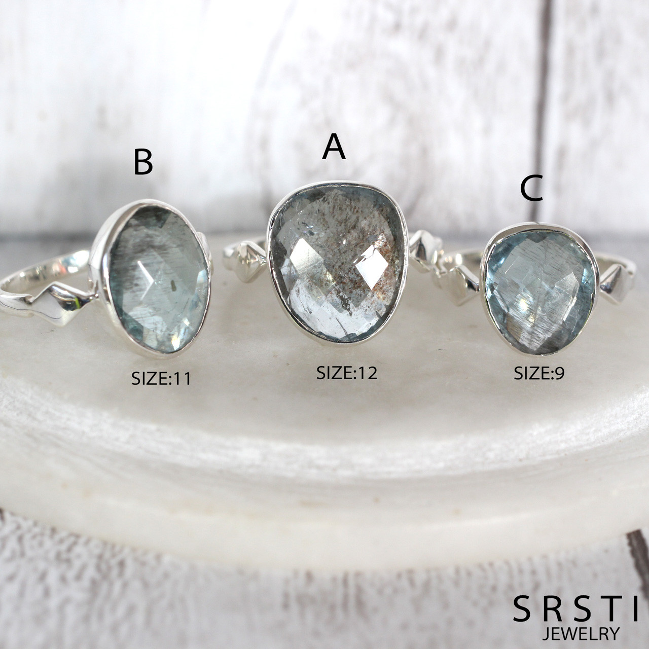 モスアクアマリンSV925リング (RS011/013）