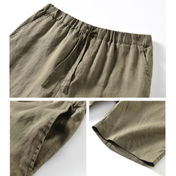 男性リネン半パンツ　ゆとり半パンツ　メンズパンツ　リネンショートパンツ　紐＋ゴムウエスト　4色rw069 8枚目の画像