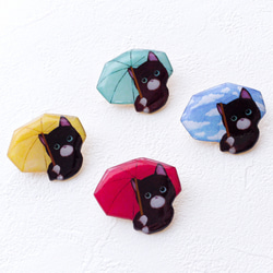 雨降り子猫のブローチ(帯留オプション) 1枚目の画像