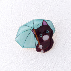 雨降り子猫のブローチ(帯留オプション) 9枚目の画像