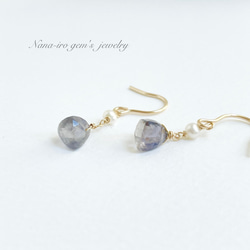 14kgf iolite ×pearl pierce 9枚目の画像