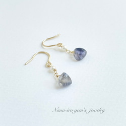 14kgf iolite ×pearl pierce 10枚目の画像