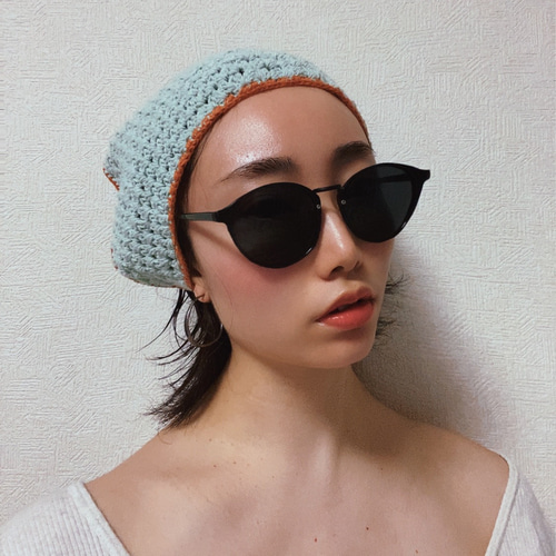 NO.3122036】ハンドメイド カーチフ 三角巾 グラニー編み ミント