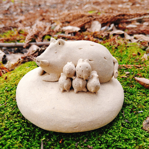 うりぼう イノシシ 2個セット置物 かわいい置物 猪の置物うりぼう 兄弟