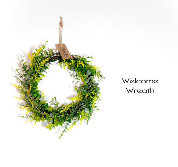 人感センサーで光る ウェルカムリース 黄色 フェイクグリーン  造花 2枚目の画像
