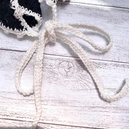 NO.3122037】ハンドメイド カーチフ 三角巾 グラニー編み ブラック