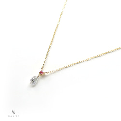 鑽石和粉色碧璽K18項鍊~鑽石系列~ 第1張的照片
