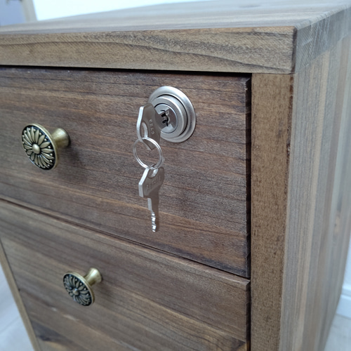 鍵付き 3段サイドチェスト チェスト・キャビネット OC Handmade 通販