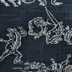 【受注製作】鳥獣戯画×ヴィンテージ加工帆布のサコッシュ　藍色×黒　長財布もすっぽり　ええじゃないか　伝統／工芸　日本製 7枚目の画像