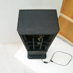 花台 写真置き 小物置き 飾り台 格子 間接照明 オリジナルの小さな仏壇風 手元供養台にも 木工 和風 レトロ #206 7枚目の画像