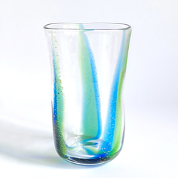 金箔・空色ブルーと新緑グリーンのさわやかグラス 1枚目の画像