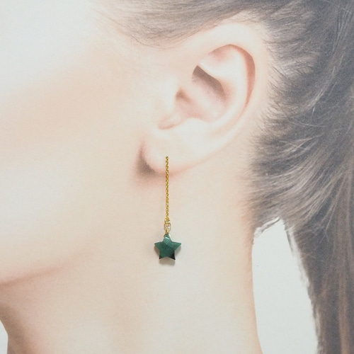 Creema限定*14kgf】星のエメラルド・アメリカンピアス ピアス