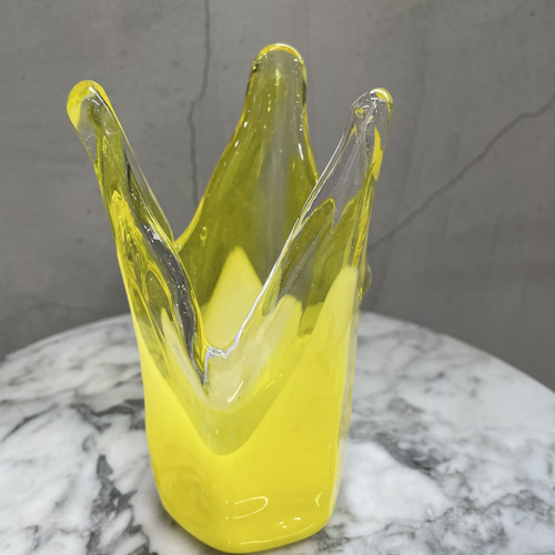 ガラス製 花瓶 花器 置物 フラワーベース 昭和レトロ ビンテージ