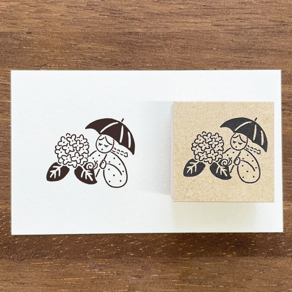 小丸子六月繡球花 (a-116) 季節插圖郵票 Hanko Hanko 女孩 第1張的照片