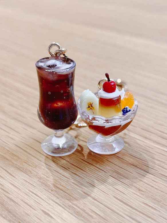 純喫茶シリーズ＊プリンアラモードとアイスコーヒーのキーホルダー