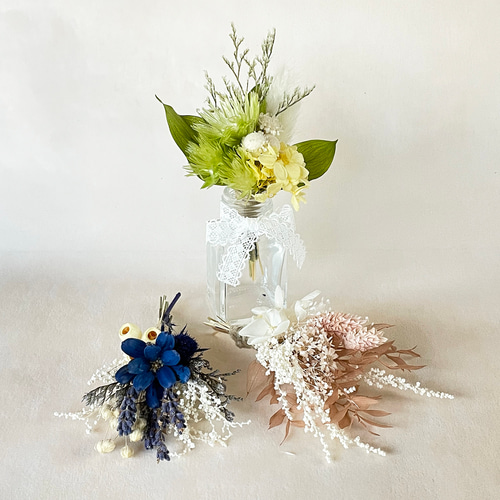 ミニブーケセット【ガラスボトル付き】 プリザーブドフラワー atelier