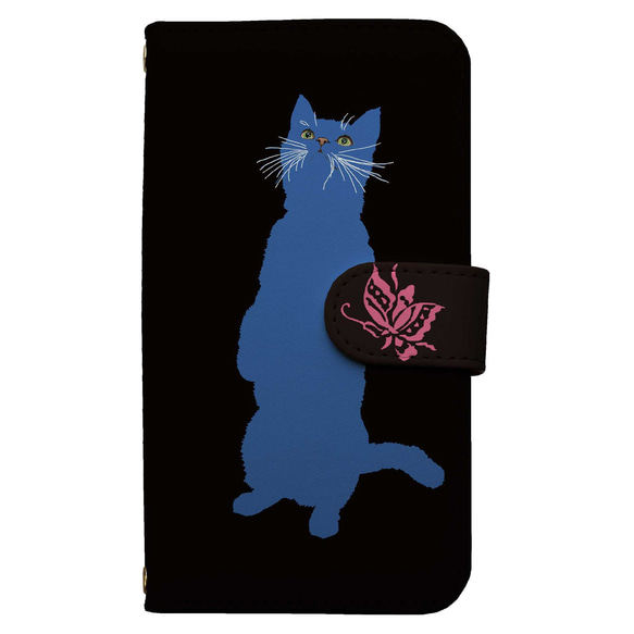 1036C008[TETSUJI SHIRAKAWA]cat-blue スマホケース 全機種対応 手帳型 ねこ ネコ 猫 2枚目の画像