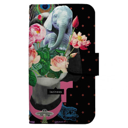 1049C008[RBTXCO]Elephant スマホケース 全機種対応 手帳型 ばら バラ 薔薇 ぞう ゾウ 象 フ 2枚目の画像