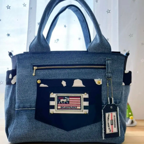 デニムリメイクバッグ　大きめバッグ 大きめデニムリメイクバッグ（LL）No.764☆トートバッグ