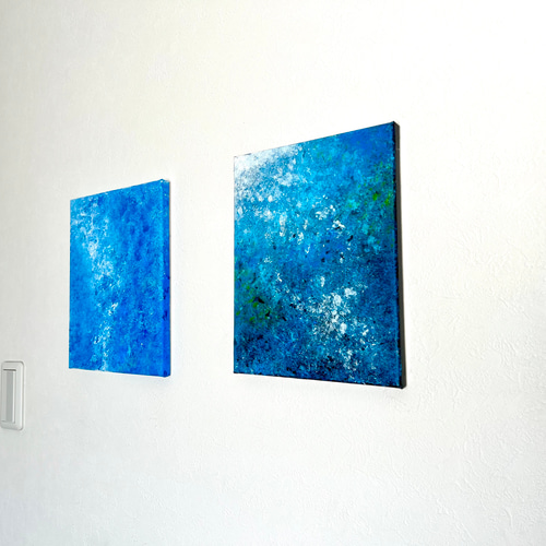 零064】絵画 宇宙 青 空 海 抽象画 原画 インテリア 絵画 零