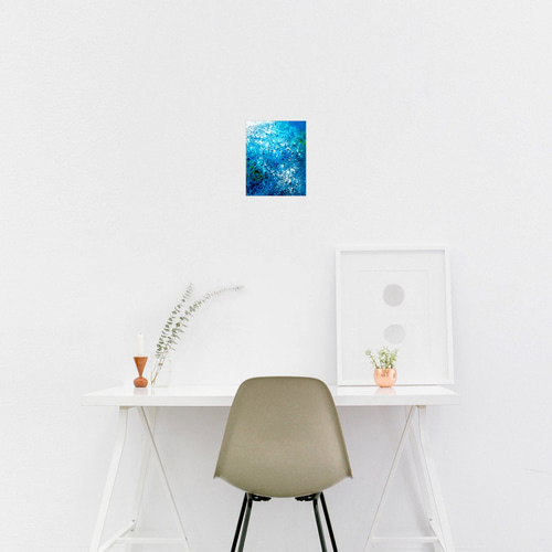 零064】絵画 宇宙 青 空 海 抽象画 原画 インテリア 絵画 零