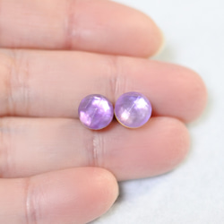 （1 件）白色貝殼和紫水晶耳釘（8 毫米，鈦耳釘） 第4張的照片