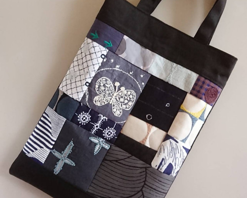 ブランド雑貨総合 M☆ミナペルホネンのぺたんこバッグ ♡愛しのパッチワーク-149 エコバッグ・サブバッグ