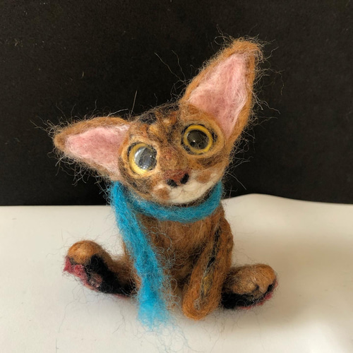 ハンドメイド羊毛フェルト 猫 マスコット オーダーメイド - 人形