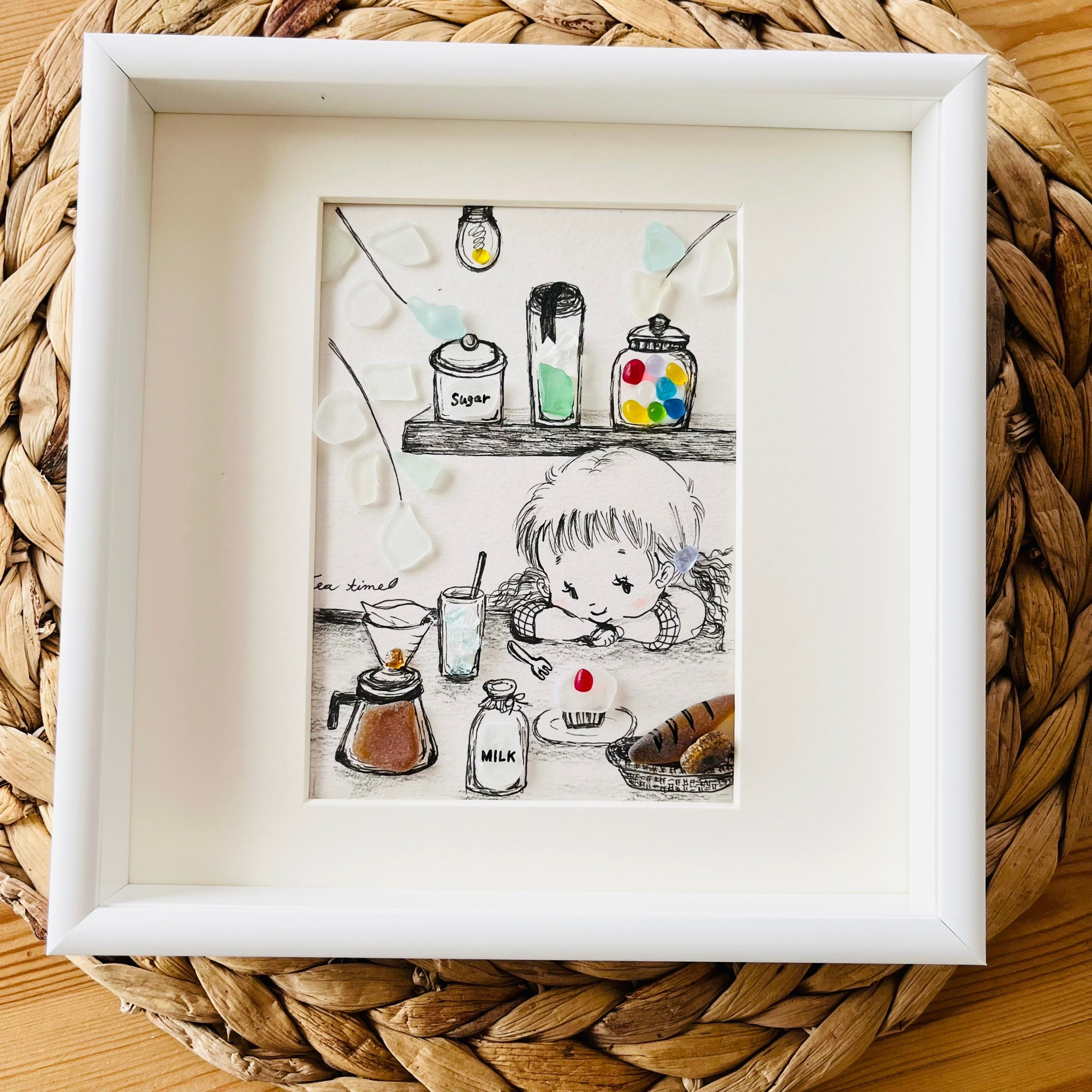 シーグラスアート No 30 かき氷 かきごおり ハンドメイド ミニ