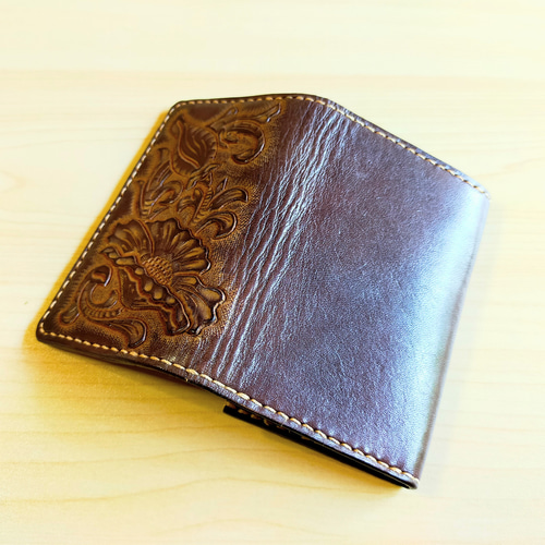 カードケース 名刺入れ レザー カービング 手染め 手縫い 名刺入れ