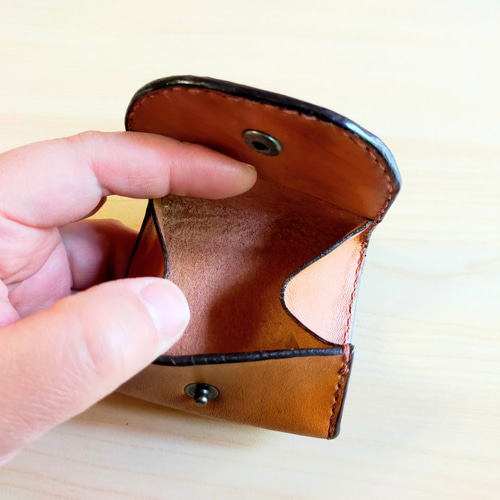 コインケース 小銭入れ レザー カービング 手染め 手縫い 小銭入れ