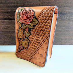 カードケース 名刺入れ レザー カービング 手染め 手縫い 名刺入れ