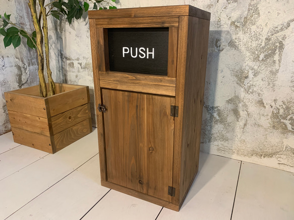 【PUSH】ダストボックス  550×300  インナーゴミ箱付インダストリアル家具 12枚目の画像