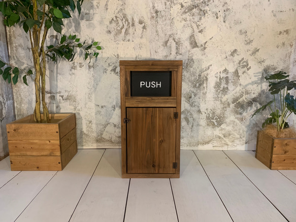 【PUSH】ダストボックス  550×300  インナーゴミ箱付インダストリアル家具 11枚目の画像