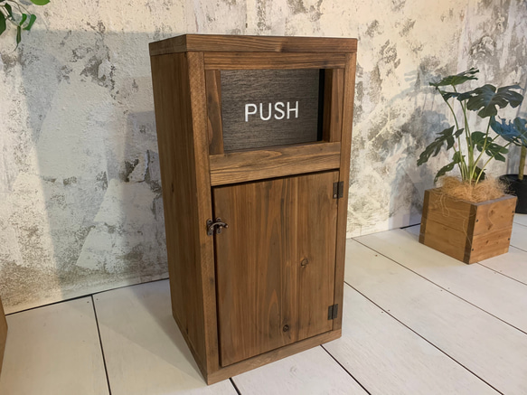 【PUSH】ダストボックス  550×300  インナーゴミ箱付インダストリアル家具 7枚目の画像