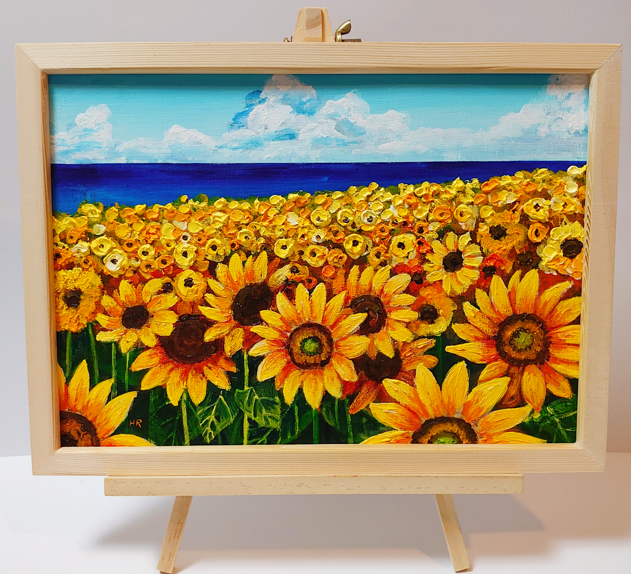 油絵 絵画 【海のひまわり畑】 絵画 HR 通販 13965215｜Creema