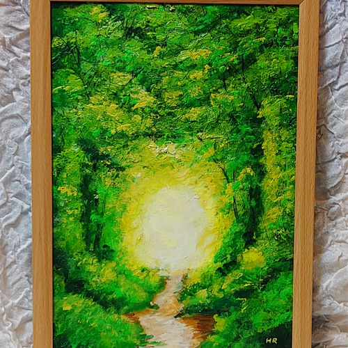 【超ポイント祭?期間限定】 油絵 絵画 森のトンネル【B4】 絵画 HR 通販 13965263｜Creema 絵画
