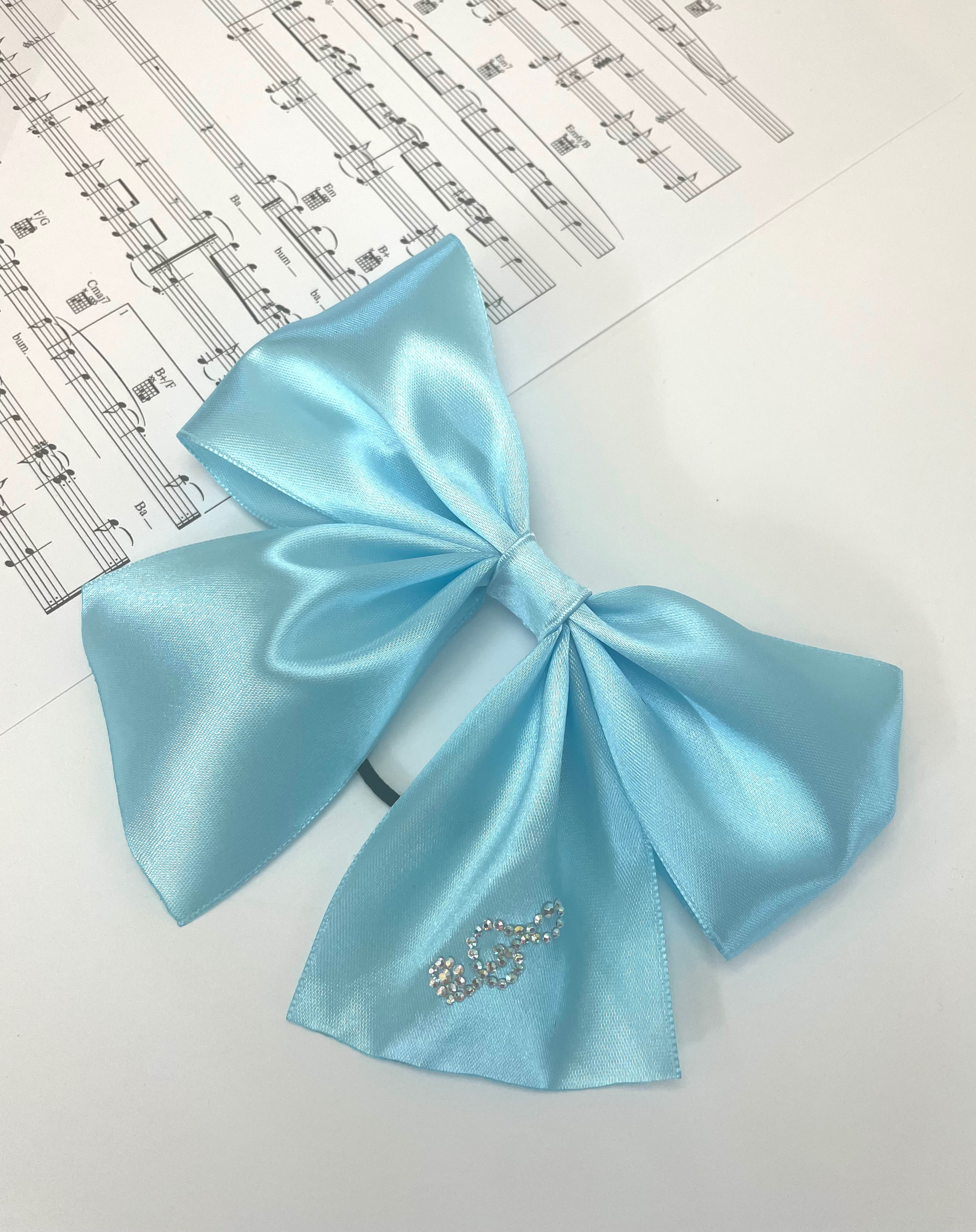 ライトブルーラウンドヘアゴム オーロラリボン