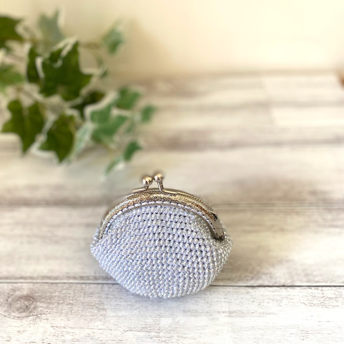 セイルウインドウ ページ☆ビーズがま口ハンドメイド☆がま口ポーチ☆ ビーズ刺繍のがま口 4 ピンク オレンジ マチなしポーチ | 月に