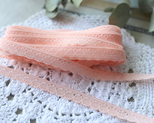 フランス　アンティーク　ヴィンテージ　レース フランス 50㎝ ヴィンテージレース C646 ピンク レース vmt antique