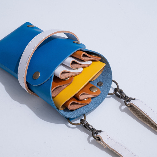 シザーケース 6丁差し ブルー 白 美容師 トリマー その他ケース