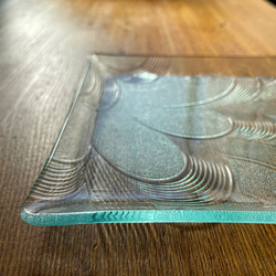 受注作成】らんまん 4mm 約14cm 角皿 型板ガラス 昭和ガラス レトロ